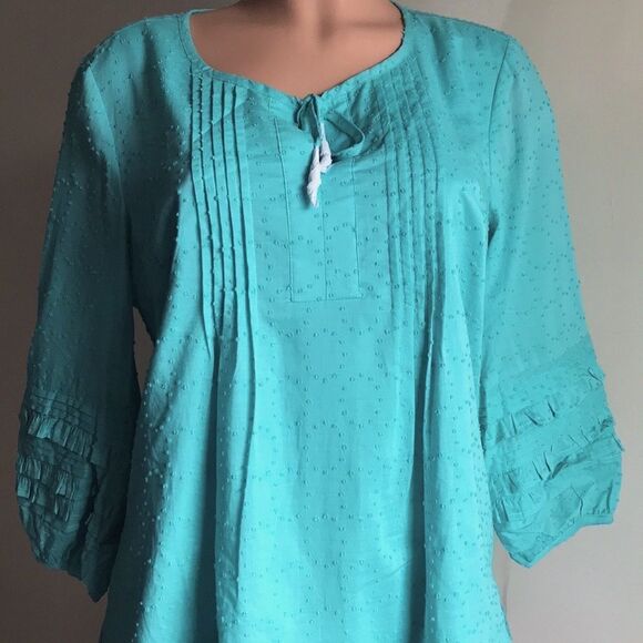 Isaac Mizrahi Live! Swiss Dot Ruffle Sleeves Blouse - Picture 4 of 6